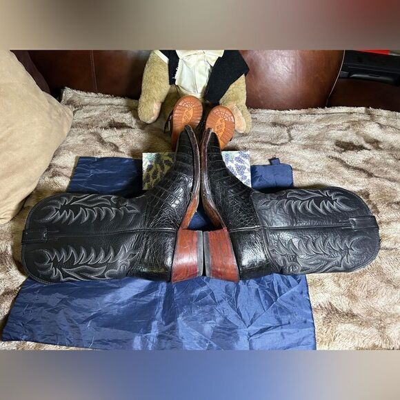 LARRY MAHAN nocona Western Boots Square ToeSz 11 ALLIGATOR CROCODILE - Picture 9 of 12